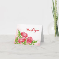 Tarjeta de agradecimiento de amapola en acuarela