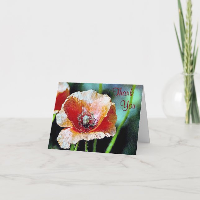 Tarjeta de agradecimiento de amapola pintada (Anverso)