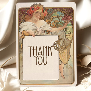 Tarjeta de agradecimiento de amapolas Art Nouveau
