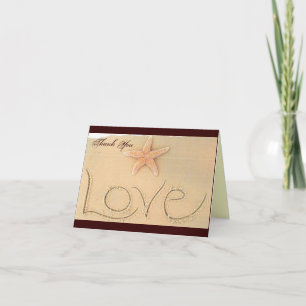 Tarjeta de agradecimiento de amor de playa