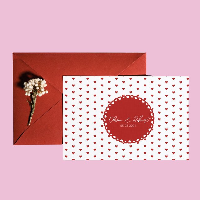 Tarjeta de agradecimiento de amor personalizado -  (Personalized Love Thank You Card - Red Hearts)