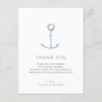 Tarjeta de agradecimiento de Anchor Beach Boy Baby
