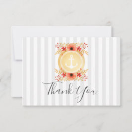 Tarjeta de agradecimiento de Ancla de oro Floral W