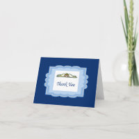 Tarjeta de agradecimiento de Angel con borde azul