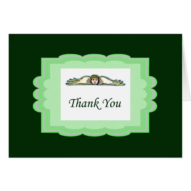 Tarjeta de agradecimiento de Angel con borde verde (Anverso (Horizontal))
