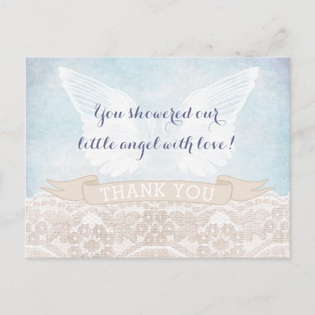 Tarjeta de agradecimiento de Angel Wings para Boy (Anverso)