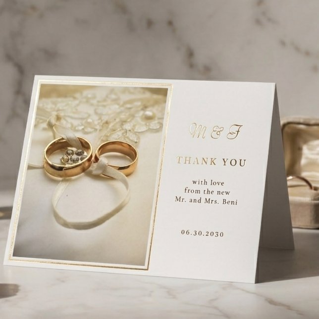 Tarjeta de agradecimiento de anillos de boda elega (Subido por el creador)