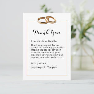 Tarjeta de agradecimiento de anillos de boda moder