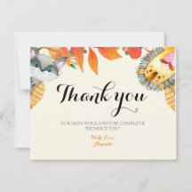 Tarjeta de agradecimiento de Animal Rustic