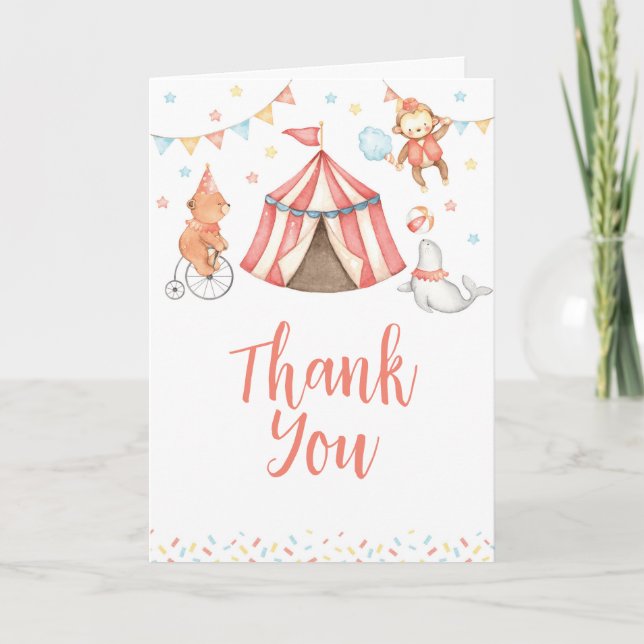 Tarjeta de agradecimiento de animalitos de circo p (Anverso)