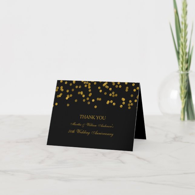 Tarjeta de agradecimiento de aniversario con confe (Anverso)