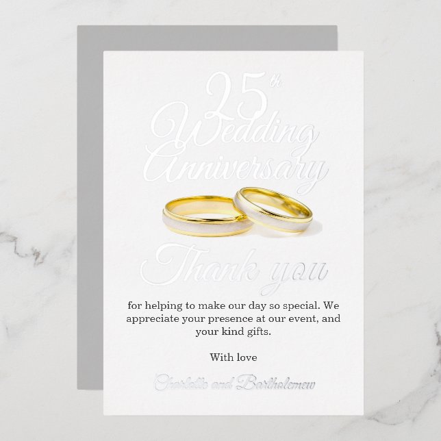 Tarjeta de agradecimiento de aniversario de bodas  (Anverso/Reverso)