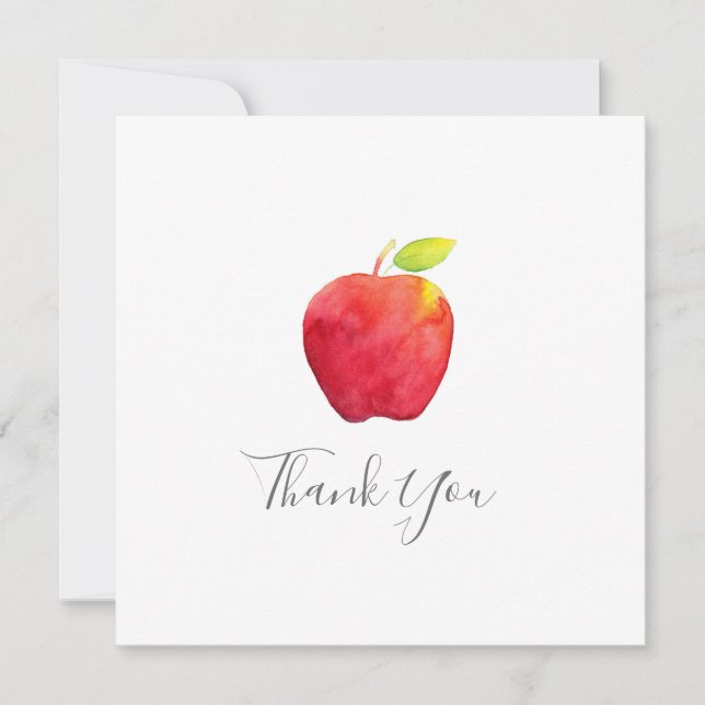 Tarjeta de agradecimiento de Apple Red Watercolor (Anverso)