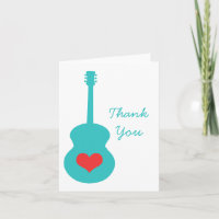 Tarjeta de agradecimiento de Aqua/Red Guitar Heart