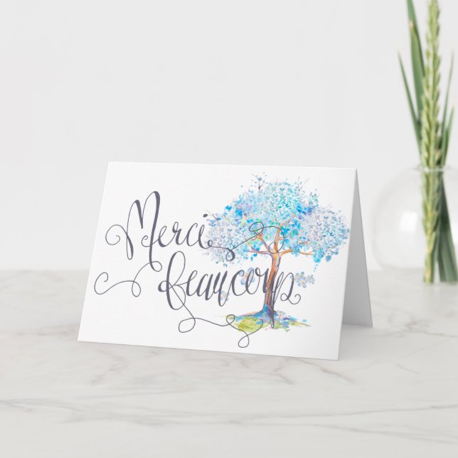 Tarjeta de agradecimiento de árbol azul de Beaucou (Anverso)