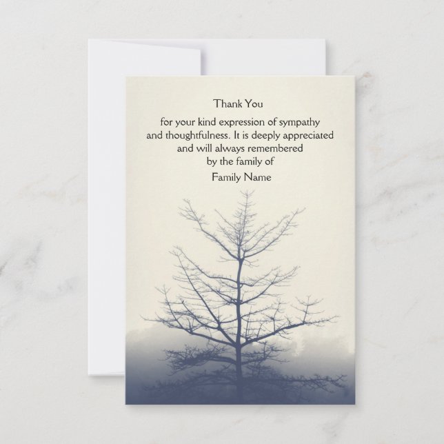 Tarjeta de agradecimiento de árbol de invierno (Anverso)