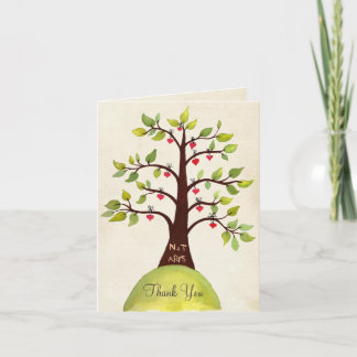 Tarjeta de agradecimiento de árbol de monograma de
