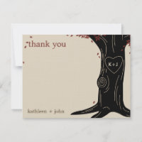 Tarjeta de agradecimiento de árbol de roble