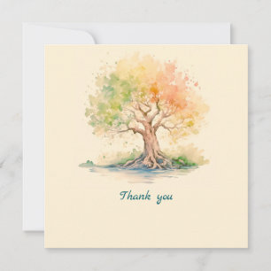 tarjeta de agradecimiento de árbol futurista