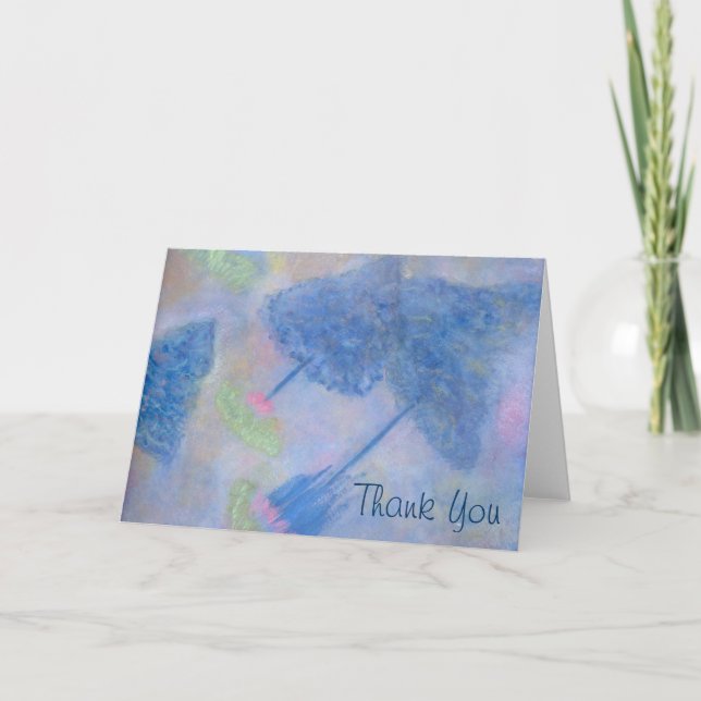 Tarjeta de agradecimiento de árboles azul mediano (Anverso)