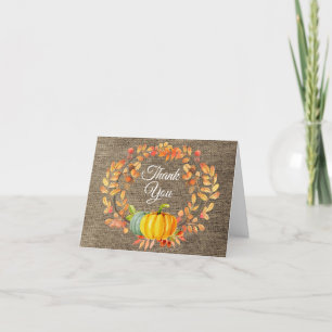 Tarjeta de agradecimiento de arpillera de calabaza