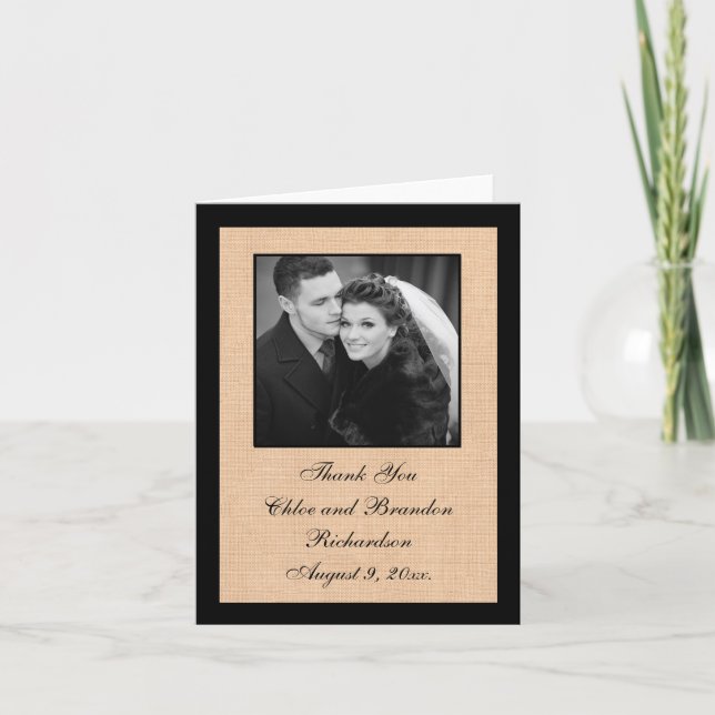 Tarjeta de agradecimiento de arpillera ligera (Anverso)