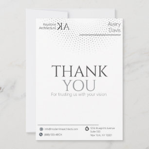 Tarjeta de agradecimiento de arquitecto minimalist