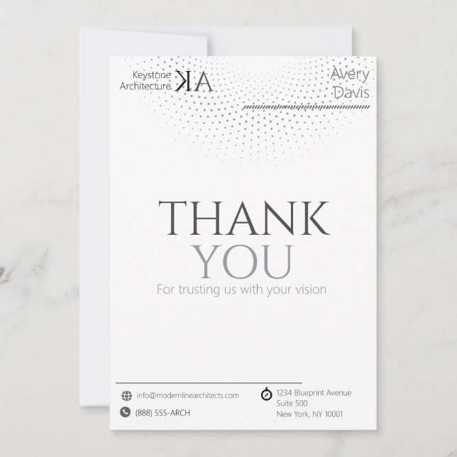 Tarjeta de agradecimiento de arquitecto minimalist (Anverso)