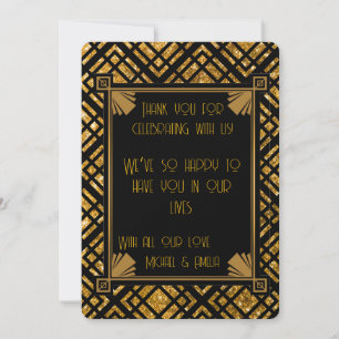 Tarjeta de agradecimiento de Art Deco Black and Go