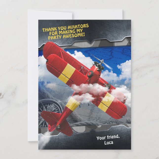 Tarjeta de agradecimiento de Aviator Plane (Anverso)