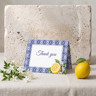 Tarjeta de agradecimiento de azulejo azul limón Am