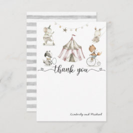 Tarjeta de agradecimiento de Baby Animal Circus Ba