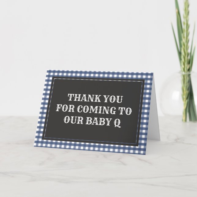 Tarjeta de agradecimiento de Baby Q Navy Plaid Bab (Anverso)