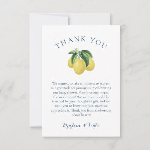 Tarjeta de agradecimiento de Baby Shower amarillo 