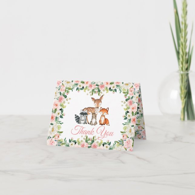 Tarjeta de agradecimiento de Baby Shower Animals & (Anverso)