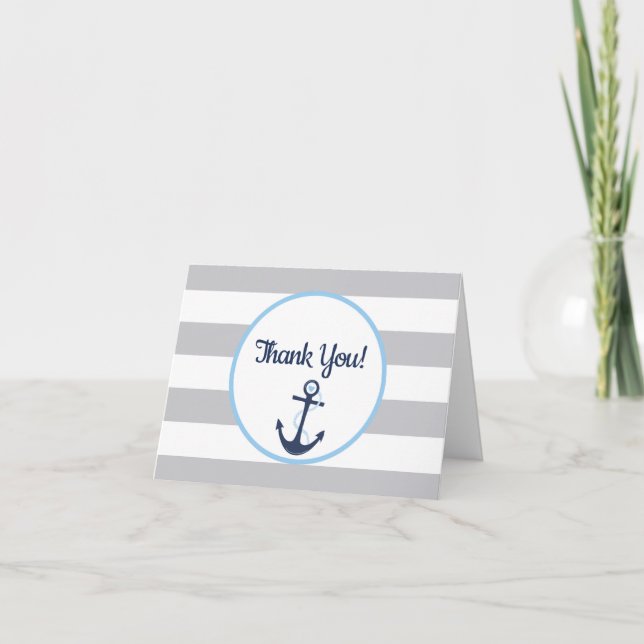 Tarjeta de agradecimiento de Baby Shower azul de a (Anverso)