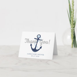 Tarjeta de agradecimiento de Baby Shower azul de a