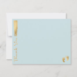 Tarjeta de agradecimiento de Baby Shower, "Azul/Or