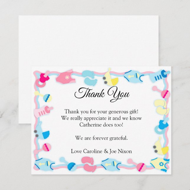 Tarjeta de agradecimiento de Baby Shower Baby Toys (Anverso / Reverso)