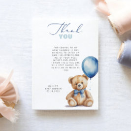 Tarjeta de agradecimiento de Baby Shower Bear Blue