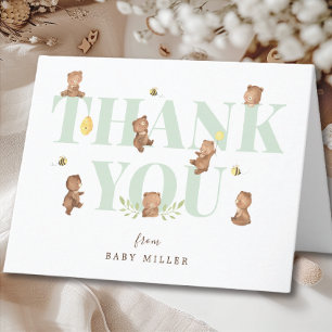 Tarjeta de agradecimiento de Baby Shower Bear Hone