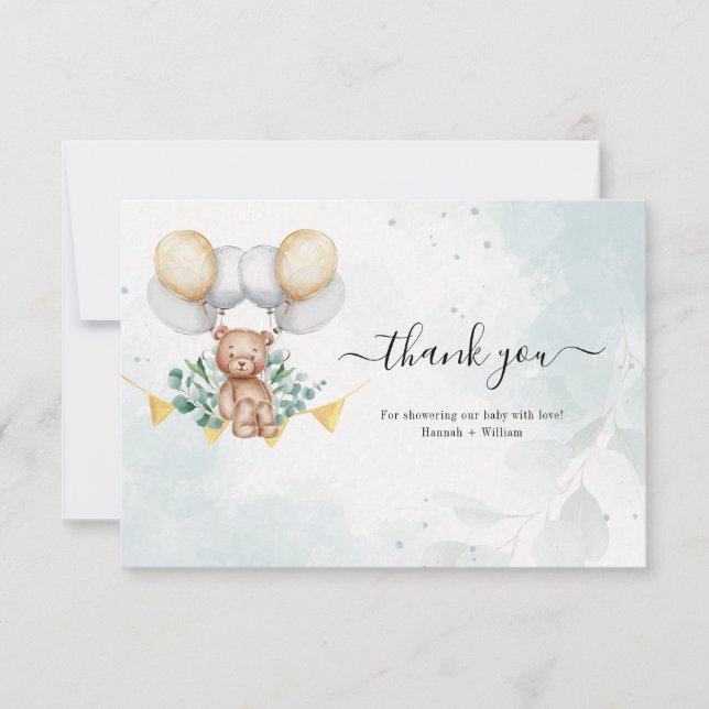 Tarjeta de agradecimiento de Baby Shower Bearly Wa (Anverso)