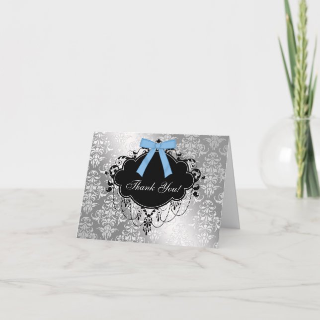 Tarjeta de agradecimiento de Baby Shower Black and (Anverso)