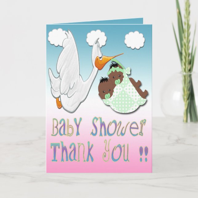 Tarjeta de agradecimiento de Baby Shower Black Boy (Anverso)