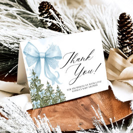 Tarjeta de agradecimiento de Baby Shower Blue Bow