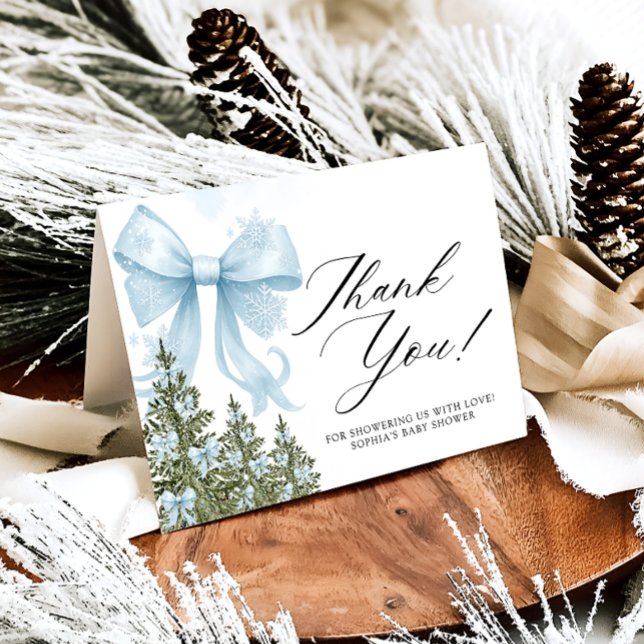 Tarjeta de agradecimiento de Baby Shower Blue Bow  (Subido por el creador)