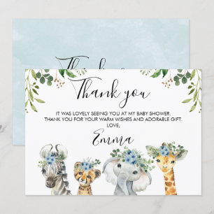 Tarjeta de agradecimiento de Baby Shower Blue Flor