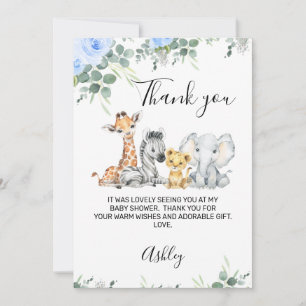 Tarjeta de agradecimiento de Baby Shower Blue Flor
