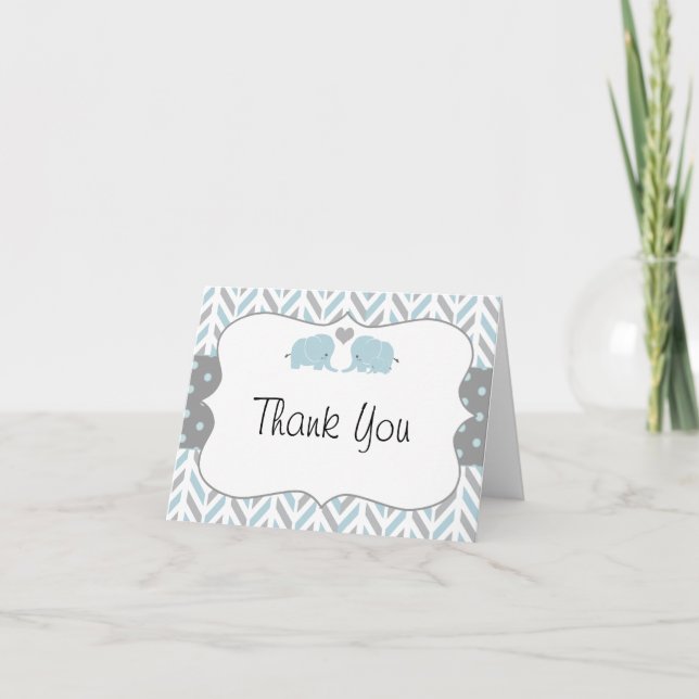Tarjeta de agradecimiento de Baby Shower Blue Gray (Anverso)