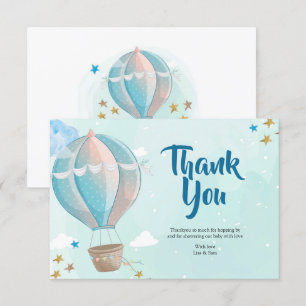 Tarjeta de agradecimiento de Baby Shower Blue Hot